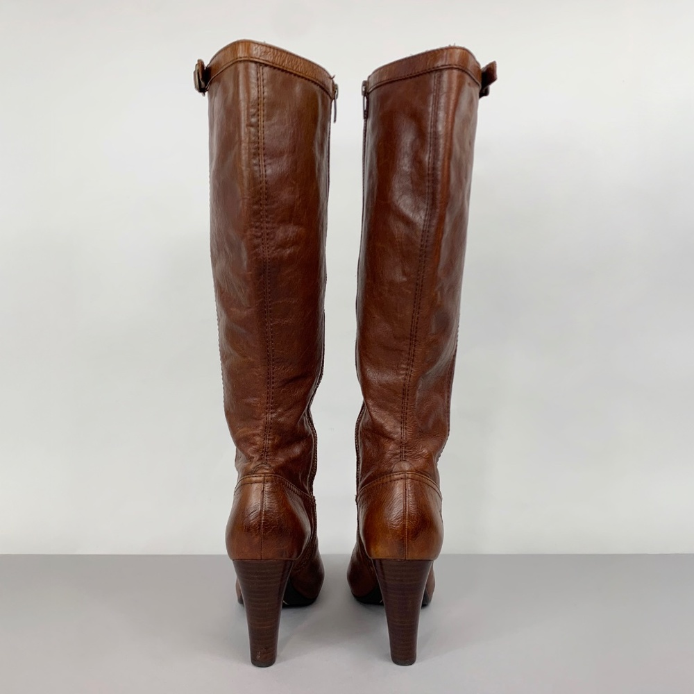 FRYE Leather Miranda Zip Boots in Cognac - Picture 3 of 10